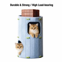 Casa Moderna Vertical para Gatos de Fieltro con Rascador Integrado, Nido Cilíndrico Plegable de Múltiples Niveles para Gatos y Gatitos de Interior