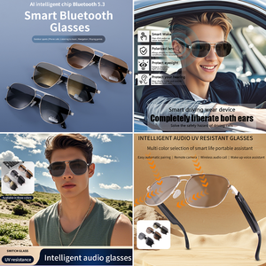 Lunettes intelligentes <span class=keywords><strong>tendance</strong></span> SENBONO GS02 2025 avec contrôle de la caméra, monture en métal, appel BT, assistant vocal, lunettes de soleil intelligentes pour hommes et femmes - Product Image 6