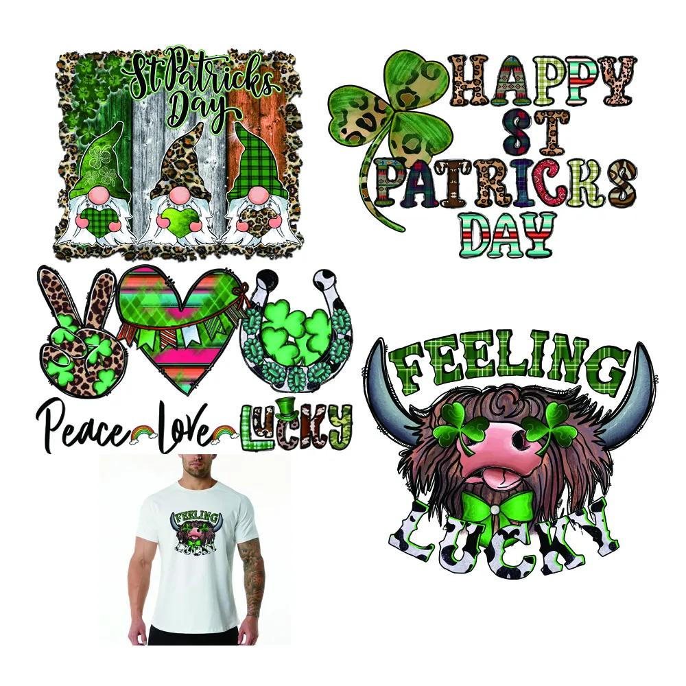 Happy St Patricks Day Shirt Clothing DTF Heat Transfers Design Washable Heat Screen Prints Transfer Stickers