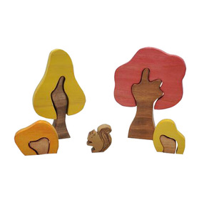 Set mainan Puzzle Raccoon pohon pinus kayu, Set hadiah mainan anak balita - Product Image 2