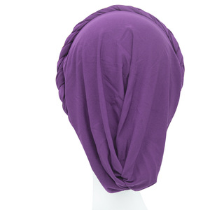 Sombrero de turbante trenzado de Color puro Popular europeo <span class=keywords><strong>y</strong></span> americano, sombrero étnico de seda de leche musulmana, sombrero de <span class=keywords><strong>quimioterapia</strong></span> al por mayor de fábrica - Product Image 4
