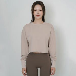 Sweatshirts à manches longues pour femmes Sports O Neck Crop Top Cropped Pullover Hoodies Sweater Outfits - Product Image 5