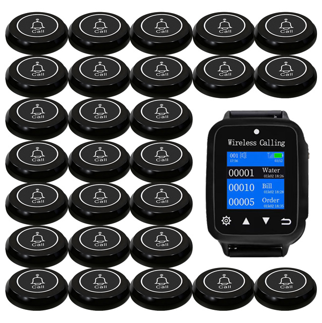 Wireless Vibrating Wristband for Restaurant/Bar Staff - Waterproof Call Button With Remote Receiver Host