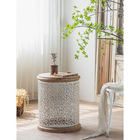 Table en fer forgé de conception blanche multi-tailles Décoration élégante pour la maison Petit mobilier Table basse ronde antique