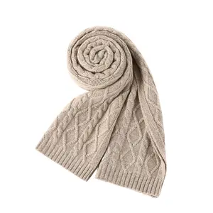 Écharpe d'hiver pour hommes en laine acrylique torsadée avec logo personnalisé à bas prix avec motif jacquard en mousseline de coton, soie et cachemire