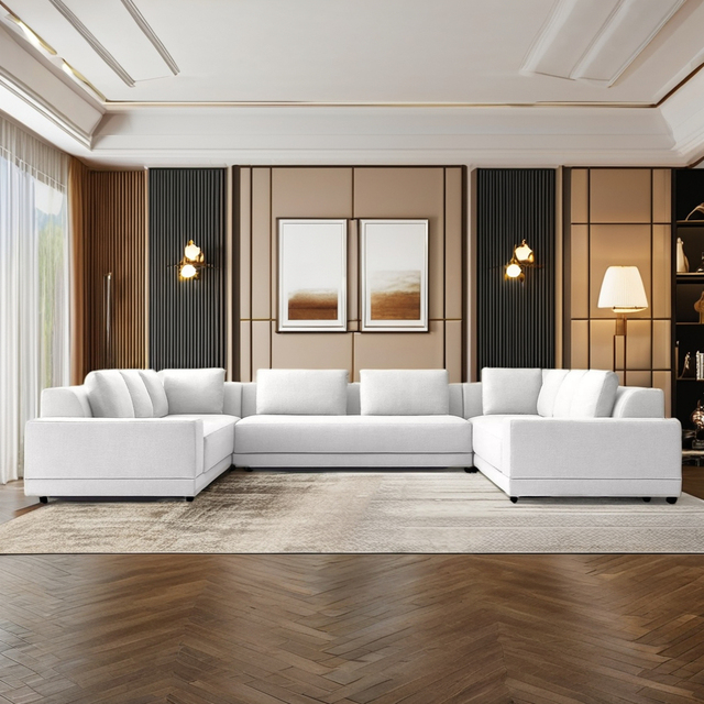 Italy Modern Style Luxury Living Room Furniture Sofa Home Furniture High Quality Living Room U-Sectional Sofa Set