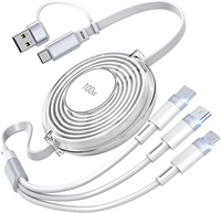 Kabel Data Tahan Lama 3 in 1 USB PD 100W Kabel Pengisian Cepat Universal Multi Fungsi untuk Ponsel/Type-C/Android
