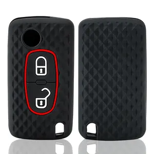 Étui de protection pour <span class=keywords><strong>clé</strong></span> à 2 ou 3 boutons pour Citroën C-Crosser C3 C4 Picasso Berlingo, compatible <span class=keywords><strong>Peugeot</strong></span> Partner Tepee <span class=keywords><strong>207</strong></span> 307 308 407, avec porte-clés - Product Image 3