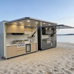 <span class=keywords><strong>Cocina</strong></span> Exterior Resistente a la Oxidación con Cobertizo de Textura Metálica, <span class=keywords><strong>Cocina</strong></span> Exterior con Puerta Eléctrica para Patio - Product Image 6