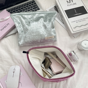 Fashion Portable Canvas Lining Velvet Zipper <b>Bag</b> Cosmetic <b>Bag</b> LOGO Label Stitching <b>Toiletry</b> <b>Bags</b> for Women <b>Men</b> Travel Outdoor - Product Image 2