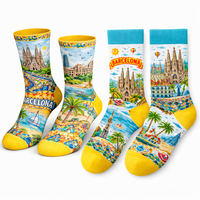 Chaussettes en coton tricotées à la mode, chaussettes amusantes et originales, chaussettes de ville de Barcelone, Espagne, pour cadeau