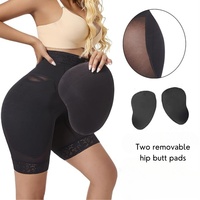 Culotte amincissante taille haute effet ventre plat avec coussinets de hanche amovibles, contrôle 4 rangées de boutons, en tissu nylon élasthanne et fermeture avant à crochets