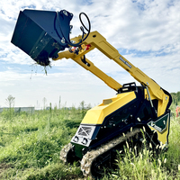 V1000 Tracked Skid Steer Bersertifikasi CE & Laris Manis, Pengiriman Cepat dengan Bucket 4-in-1 untuk Pekerjaan Peternakan dan Konstruksi, Tersedia di Gudang