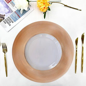 Assiettes rondes en maille dorée de 13 pouces avec logo personnalisé, vaisselle transparente, assiette à steak de 33 cm, vaisselle pour la salle à manger à domicile - Product Image 3