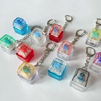 Factory Price LED Light Mechanical Keycap Keychain Fidget Clicker Keyboard Keyring Stress Relief Decompression Toys Acrylic DIY