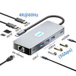 10 En 1 <span class=keywords><strong>USB</strong></span> <span class=keywords><strong>C</strong></span> a 4K 60Hz HDMI Hub con <span class=keywords><strong>Displayport</strong></span> y Gigabit Ethernet Hub para <span class=keywords><strong>MacBook</strong></span> <span class=keywords><strong>Pro</strong></span>, portátiles y móviles, etc. - Product Image 1