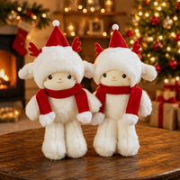 Peluche de Noël super douce en forme de mouton avec bonnet et écharpe du Père Noël, doublure en coton PP et maille, cadeau anti-stress, vente en gros
