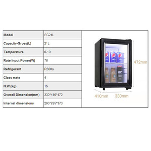 <span class=keywords><strong>Nevera</strong></span> compacta pequeña para Hotel, refrigerador <span class=keywords><strong>de</strong></span> 21L con puerta <span class=keywords><strong>de</strong></span> cristal, Minibar, <span class=keywords><strong>Nevera</strong></span> - Product Image 3