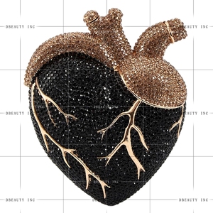 Women Romantic Heart Crystal Clutch <b>Purse</b> Shinny Rhinestones Evening Bag for Wedding Halloween Night Out Chain Strap - Product Image 6