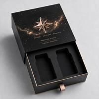 Boîte d'emballage personnalisée de luxe noire et or avec estampage, écologique, avec doublure en EVA pour flacons de 3 ml et 10 ml, boîte rigide à tiroir