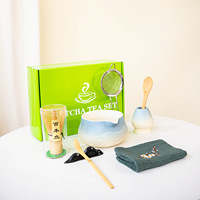 Coffret d'Astief vente en gros de bol et fouet en céramique avec design de peinture de paysage Matcha