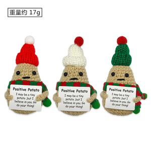 Venta al por mayor, adorno de tarjeta inspirador emocional, muñecas de punto, Emojis positivos, animales, verduras, algodón PP, bolsa OPP - Product Image 5