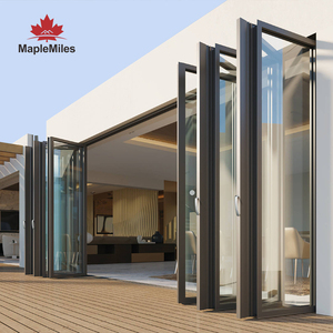 2025 vente chaude grand accordéon verrouillable interne moderne coulissant en aluminium bifold pliant Double portes patio en verre - Product Image 4