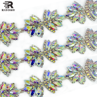 Chaîne en verre ornée de strass colorés et brillants, modèle double explosif doré, pour la couture, les loisirs créatifs et la décoration de mariages et de fêtes