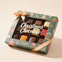 Boîte d'emballage de chocolat personnalisée 9 12, boîte de chocolat de Noël en papier écologique de luxe avec fenêtres transparentes