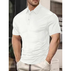 Polo de Manga Corta para Hombre, Estilo Europeo Americano, Corte Holgado Informal de Verano, Algodón Perlado y Poliéster, Blanco, Azul Marino, Negro - Product Image 4