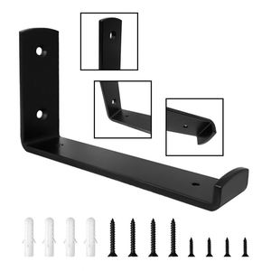 Paquete de 6 soportes de estante grandes soportes de metal resistentes soportes negros con estante flotante DIY con Hardware - Product Image 5