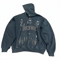 Ensemble sweat à capuche et pantalon de survêtement pour homme, style streetwear, imprimé personnalisé, effet délavé, coupe oversize, 100% coton, pour l'hiver