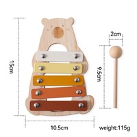 Xilófono de Madera con Placas de Aluminio, 5 Tonos, Juguete Educativo para Guitarra (115g)