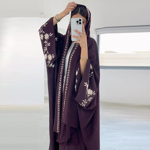 Elegante Abaya de mujer musulmana Eid con bufanda bordada caftán marroquí cárdigan vestido para Ramadán túnica larga de Turquía Dubai - Product Image 6