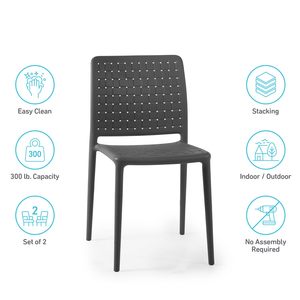 SCUQI moderno <span class=keywords><strong>antracite</strong></span> impilabile Patio sala da pranzo sedia interna/esterna piscina <span class=keywords><strong>cucina</strong></span> ristorante Set 2 luce casa uso Hotel - Product Image 3