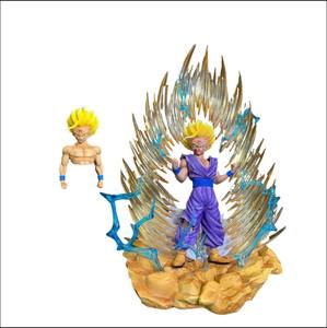 Para JT Super Two Gohan PVC escala 1:36 gran doble cabeza tallada doble cuerpo reemplazable animación luminosa adornos de <span class=keywords><strong>mano</strong></span> - Product Image 5