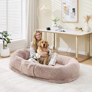 <span class=keywords><strong>Cama</strong></span> Gigante para Perros, Suave y Acogedora, Sofá Modular Moderno, Lavable, de Piel Sintética, Tipo Puff, para Mascotas (Rosa/Marrón) - Product Image 1
