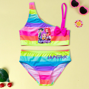 Conjunto de Traje de Baño de Dos Piezas de Poliéster con Estampado de Dibujos Animados para Niñas, Estilo Bruja, Moda de Playa de Verano, para 2-4 y 4-6 Años, Éxito de Ventas Transfronterizo - Product Image 2