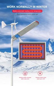 Lampe solaire hybride éolienne LED et turbine 30W, étanche IP65, avec détecteur de mouvement pour extérieur - Product Image 6