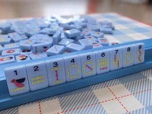 Jeu de Mahjong Américain de Luxe Moderne Minimaliste en Acrylique Bleu Gravé, 160 Pièces Pliables Écologiques pour Enfants, Jeu de <span class=keywords><strong>Ludo</strong></span> d'Intérieur - Product Image 3