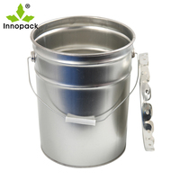 Couvercle à clipser 10L 12L 15L 20L pour seau métallique homologué avec poignée métallique, qualité alimentaire, hermétique et résistant à l'eau, pour peinture
