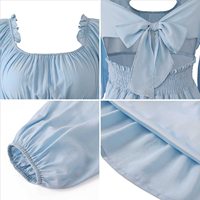 Robe d'été coréenne OEM pour femmes Robe à volants Mini robes A-ligne à manches lanternes et épaules dénudées