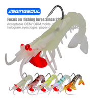 Leurre souple à tête SL081-Jig pour crevettes 6G 13G 19G Leurre artificiel en silicone pour la pêche aux crevettes, au bar et au brochet