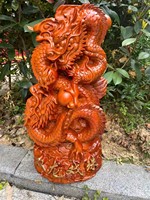 Personnalisé Noir Bois De Santal Dragon Phoenix Statue Chinois Traditionnel Feng Shui Sculpture pour Bonne Maison Meubles Salon