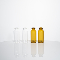 Flacon tubulaire stérile en verre borosilicate transparent ambré avec bouchon en caoutchouc et capuchons, personnalisable par sérigraphie