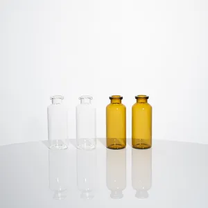Amber Clear Borosilicate Glass Tubular Vial Sterile Medicine Vial With Rubber Stopper And Caps