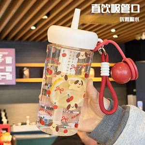 Linda botella de agua con diseño de dibujos animados, de gran capacidad, con pajita, para niñas, estudiantes, portátil, para usar en excursiones. - Product Image 3