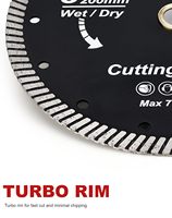Lames de scie diamantées turbo industrielles JDK de 8 pouces à usage général pour la découpe du granit, de la brique et de la pierre - Certifiées ISO9001