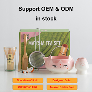 ชุดเซรามิกมัทฉะแบบกำหนดเอง OEM ชุดถ้วยชาญี่ปุ่นพร้อมไม้ไผ่ตีชา ช้อนเซรามิก ลายแมวน่ารัก 7 ชิ้น ชุดถ้วยมัทฉะสำหรับคนรักมัทฉะ - Product Image 1