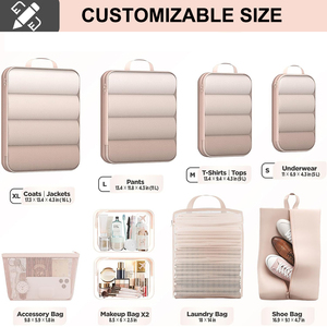 Set di 9 cubi di compressione per l'organizzazione dei bagagli da viaggio, espandibili, con borsa per scarpe - Product Image 2